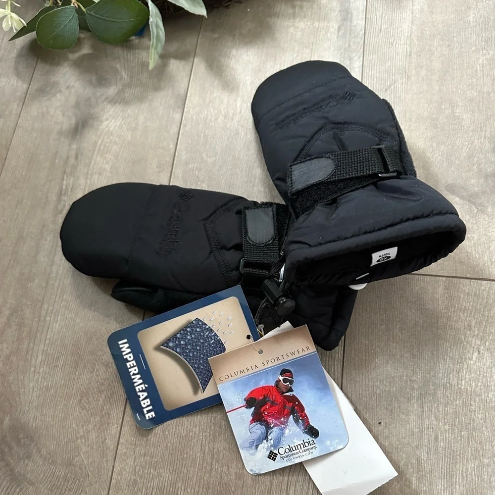 New Y2K Columbia Black Waterproof Youth XS Black Chippewa Mittens Snow Gloves